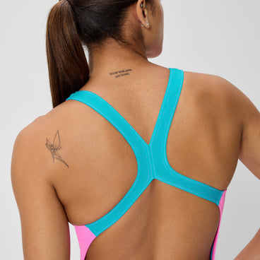 Women's Club Training Powerback Swimsuit Pink/Blue
