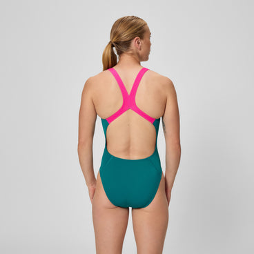 Women's Club Training Powerback Swimsuit Teal/Pink