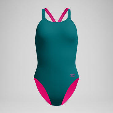 Women's Club Training Powerback Swimsuit Teal/Pink