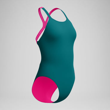 Women's Club Training Powerback Swimsuit Teal/Pink