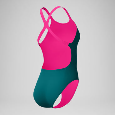 Women's Club Training Powerback Swimsuit Teal/Pink