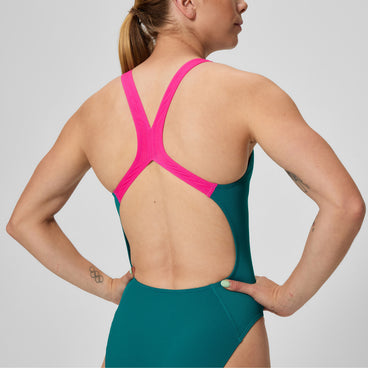 Women's Club Training Powerback Swimsuit Teal/Pink