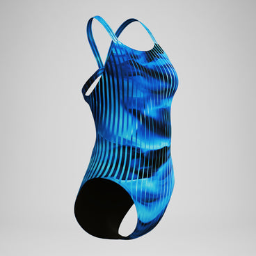 Women's Club Training Printed Leaderback Swimsuit Blue