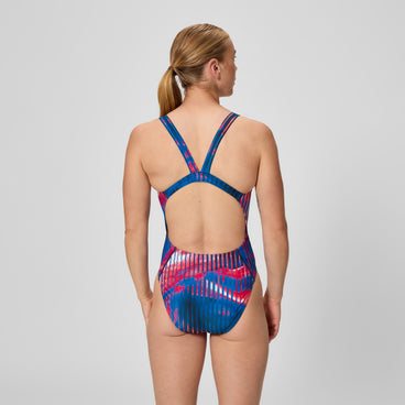 Women's Club Training Printed Leaderback Swimsuit Red/White/Blue