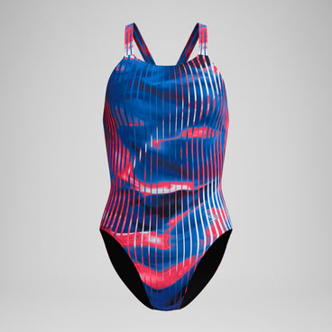 Women's Club Training Printed Leaderback Swimsuit Red/White/Blue