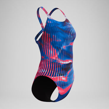 Women's Club Training Printed Leaderback Swimsuit Red/White/Blue