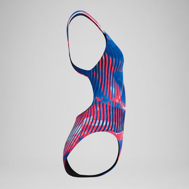 Women's Club Training Printed Leaderback Swimsuit Red/White/Blue
