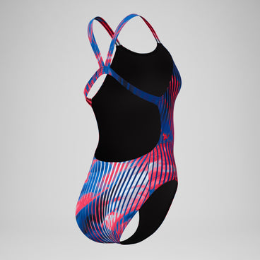 Women's Club Training Printed Leaderback Swimsuit Red/White/Blue