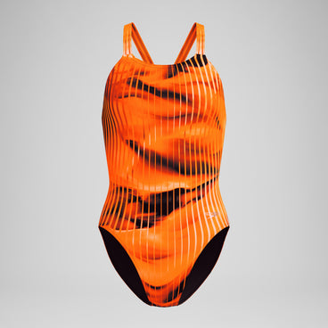 Women's Club Training Printed Leaderback Swimsuit Orange