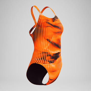 Women's Club Training Printed Leaderback Swimsuit Orange