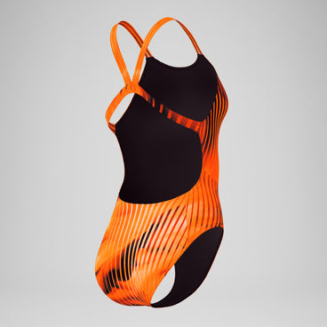 Women's Club Training Printed Leaderback Swimsuit Orange