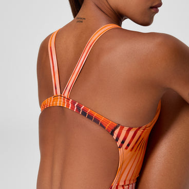 Women's Club Training Printed Leaderback Swimsuit Orange