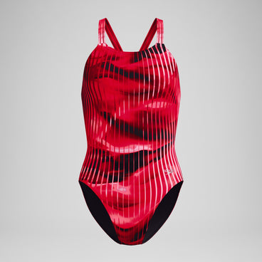 Women's Club Training Printed Leaderback Swimsuit Red