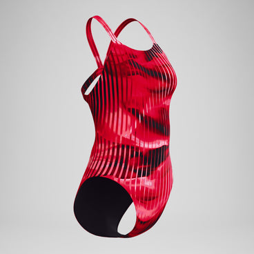 Women's Club Training Printed Leaderback Swimsuit Red