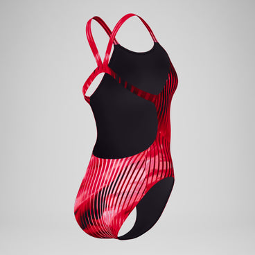 Women's Club Training Printed Leaderback Swimsuit Red