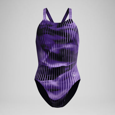 Women's Club Training Printed Leaderback Swimsuit Purple