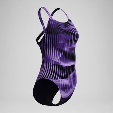 Women's Club Training Printed Leaderback Swimsuit Purple