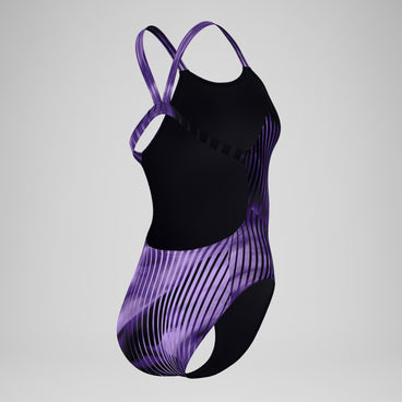 Women's Club Training Printed Leaderback Swimsuit Purple