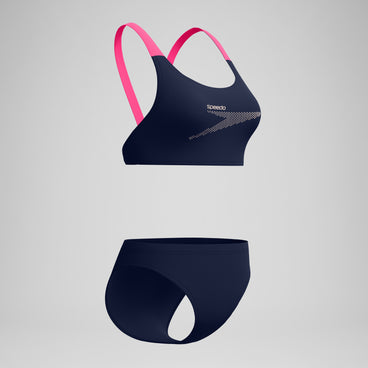 Women's Boom Leaderback Swimsuit Bikini Navy/Pink