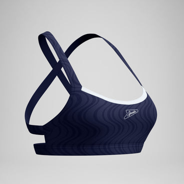 Women's Jetstream Textured Crossback Bikini Top Navy/White