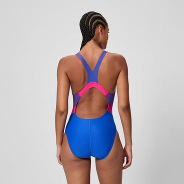 Women's Quantum Rib Splice Swimsuit Deep Blue/Pink