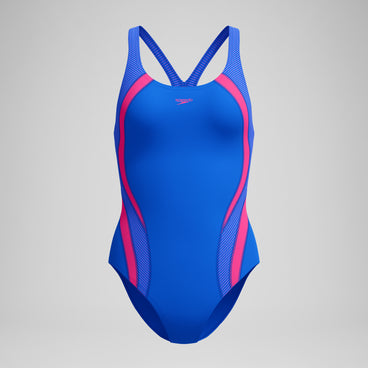 Women's Quantum Rib Splice Swimsuit Deep Blue/Pink