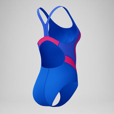 Women's Quantum Rib Splice Swimsuit Deep Blue/Pink
