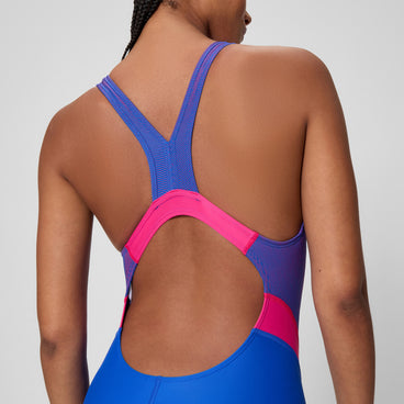Women's Quantum Rib Splice Swimsuit Deep Blue/Pink