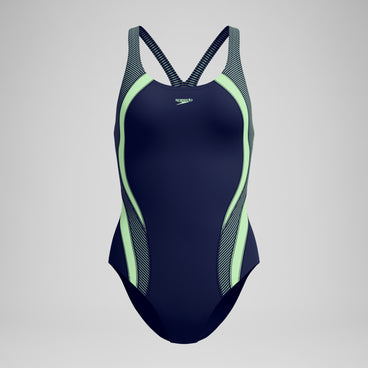 Women's Quantum Rib Splice Swimsuit Navy/Pale Green