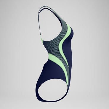 Women's Quantum Rib Splice Swimsuit Navy/Pale Green