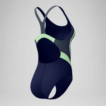 Women's Quantum Rib Splice Swimsuit Navy/Pale Green
