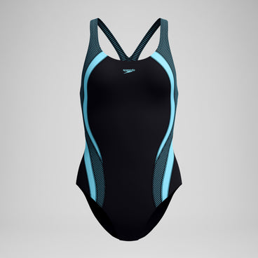 Women's Quantum Rib Splice Swimsuit Black/Blue