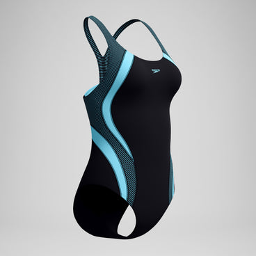 Women's Quantum Rib Splice Swimsuit Black/Blue