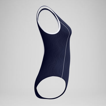 Women's Jetstream Textured Bound Scoop Swimsuit Navy/White