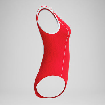 Women's Jetstream Textured Bound Scoop Swimsuit Red/White