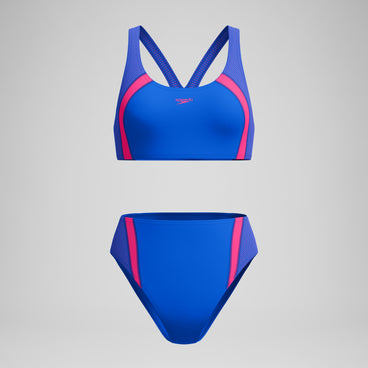 Women's Quantum Rib Splice Bikini Set Black/Blue