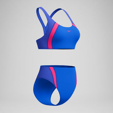 Women's Quantum Rib Splice Bikini Set Black/Blue