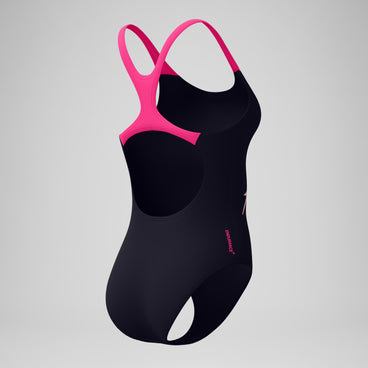 Women's Medley Logo Medalist Swimsuit Black/Pink
