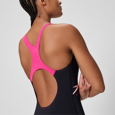 Women's Medley Logo Medalist Swimsuit Black/Pink