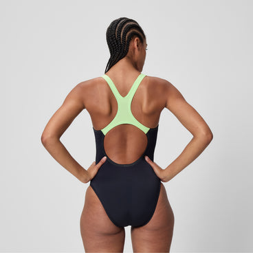 Women's Medley Logo Medalist Swimsuit Black/Green