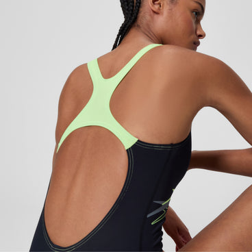 Women's Medley Logo Medalist Swimsuit Black/Green