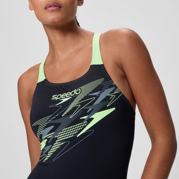 Women's Medley Logo Medalist Swimsuit Black/Green