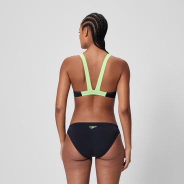 Women's Medley Logo V-Back Bikini Black/Green