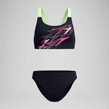Women's Medley Logo V-Back Bikini Black/Green