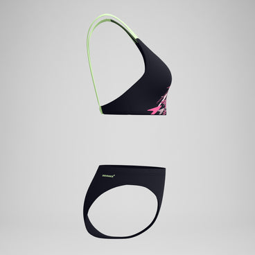 Women's Medley Logo V-Back Bikini Black/Green
