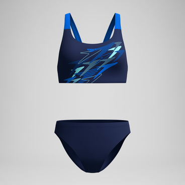 Women's Medley Logo V-Back Bikini Set Navy/Blue