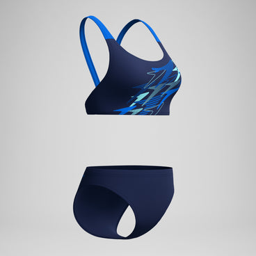Women's Medley Logo V-Back Bikini Set Navy/Blue