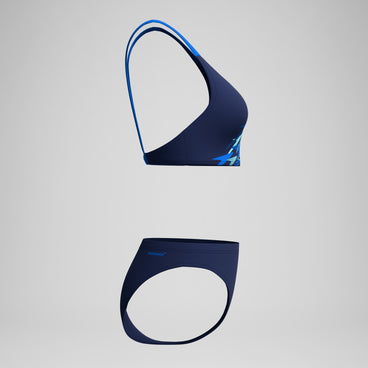 Women's Medley Logo V-Back Bikini Set Navy/Blue