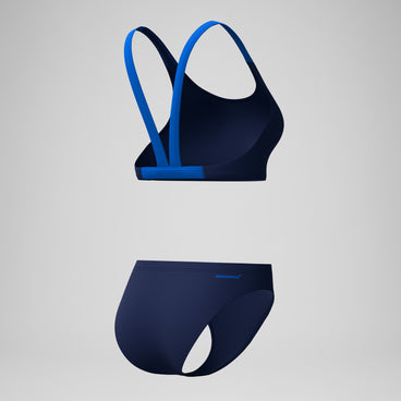 Women's Medley Logo V-Back Bikini Set Navy/Blue