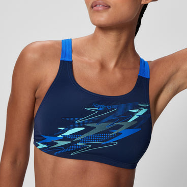 Women's Medley Logo V-Back Bikini Set Navy/Blue